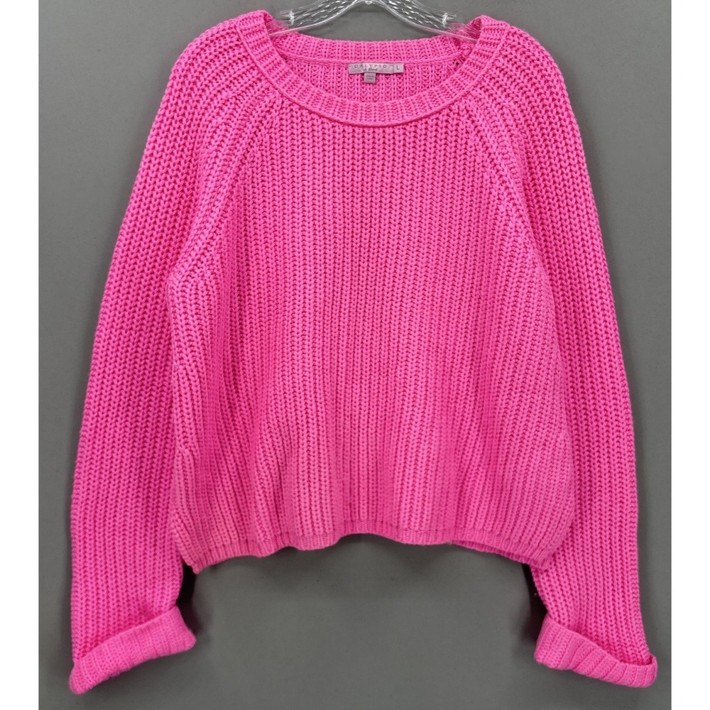 Calypso St. Barth Sweater Large Pink Wool Chunky Knit Crewneck Oversized Boho